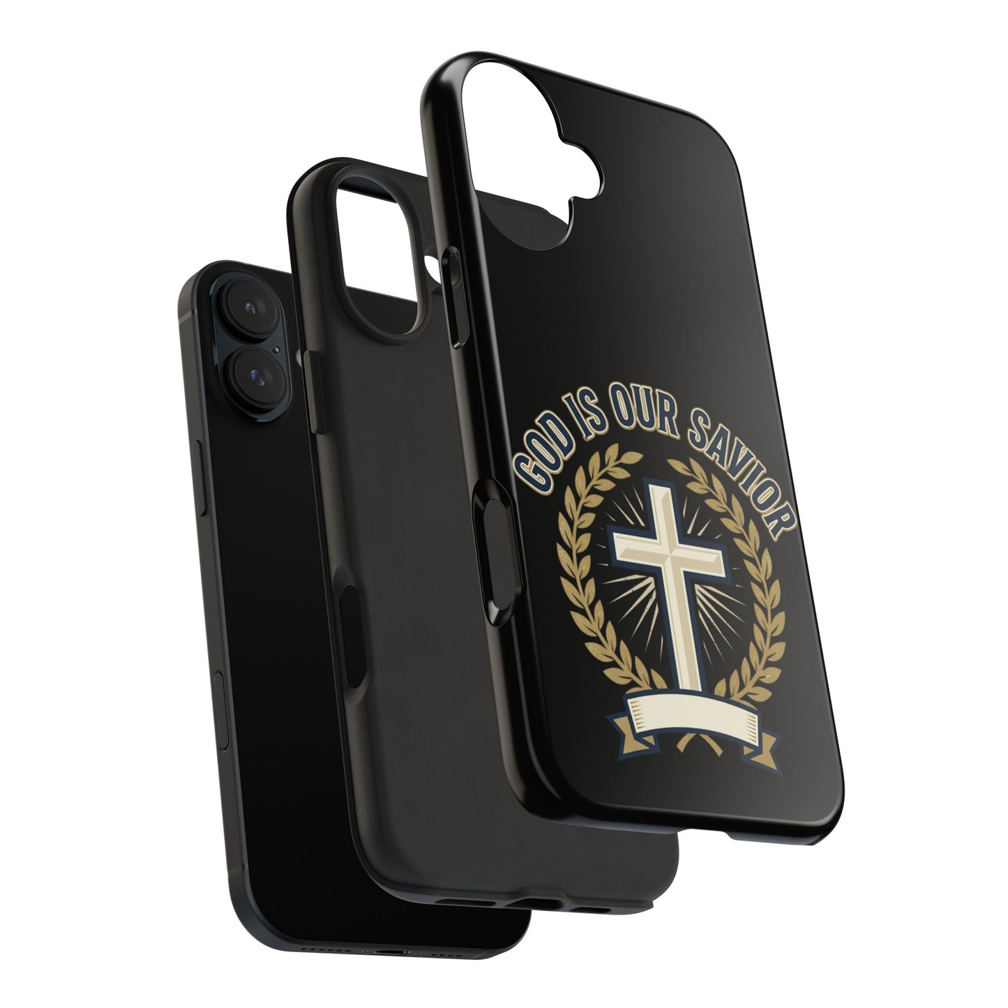 Christian Cross Phone Case — "God Is Our Savior" Religious Tough Phone Case