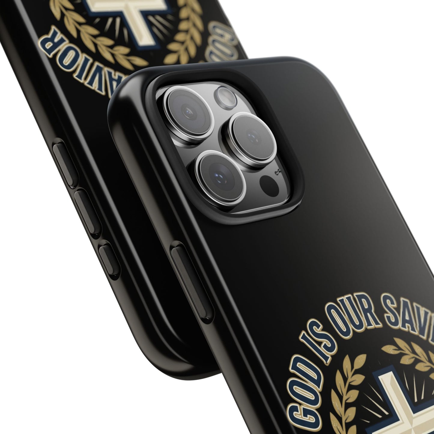 Christian Cross Phone Case — "God Is Our Savior" Religious Tough Phone Case