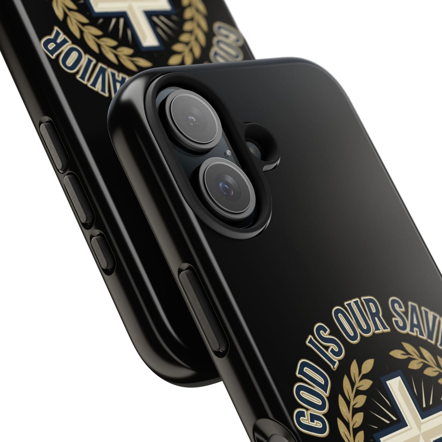 Christian Cross Phone Case — "God Is Our Savior" Religious Tough Phone Case