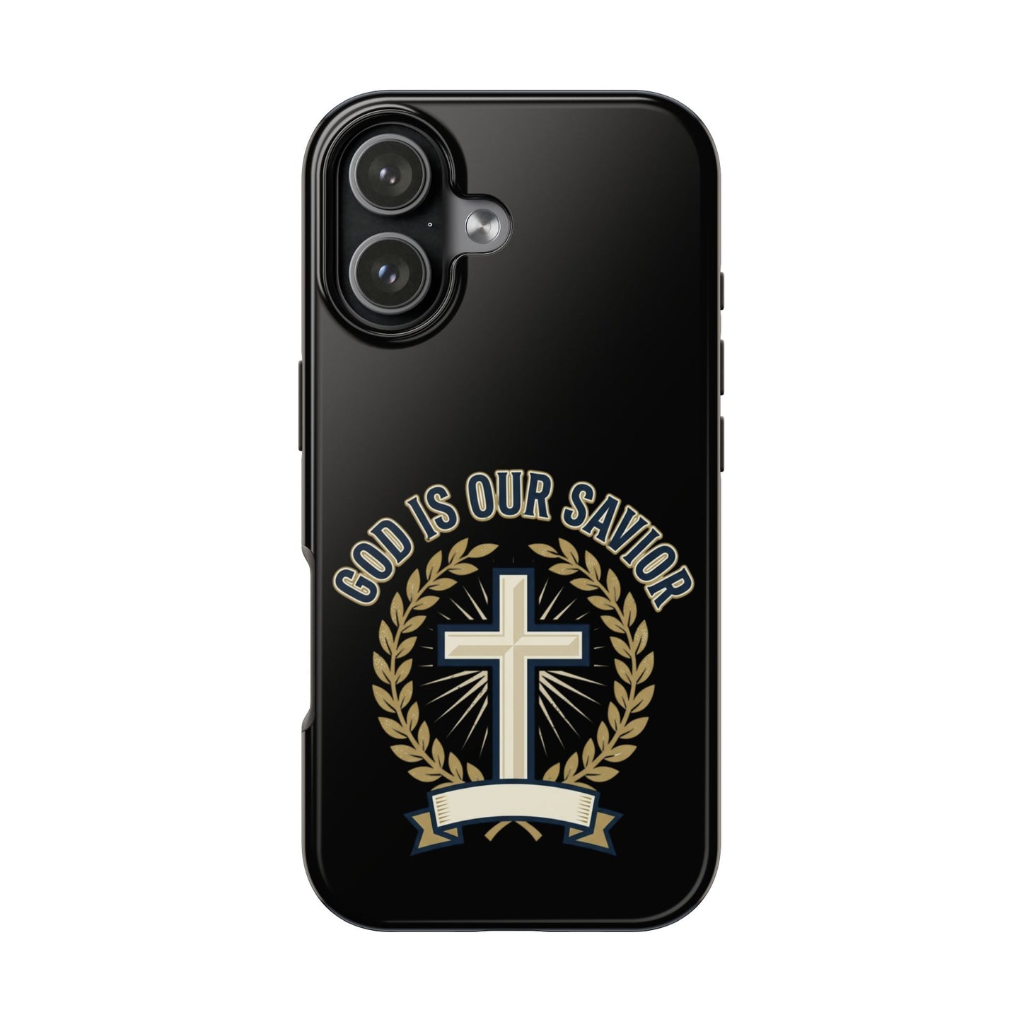 Christian Cross Phone Case — "God Is Our Savior" Religious Tough Phone Case