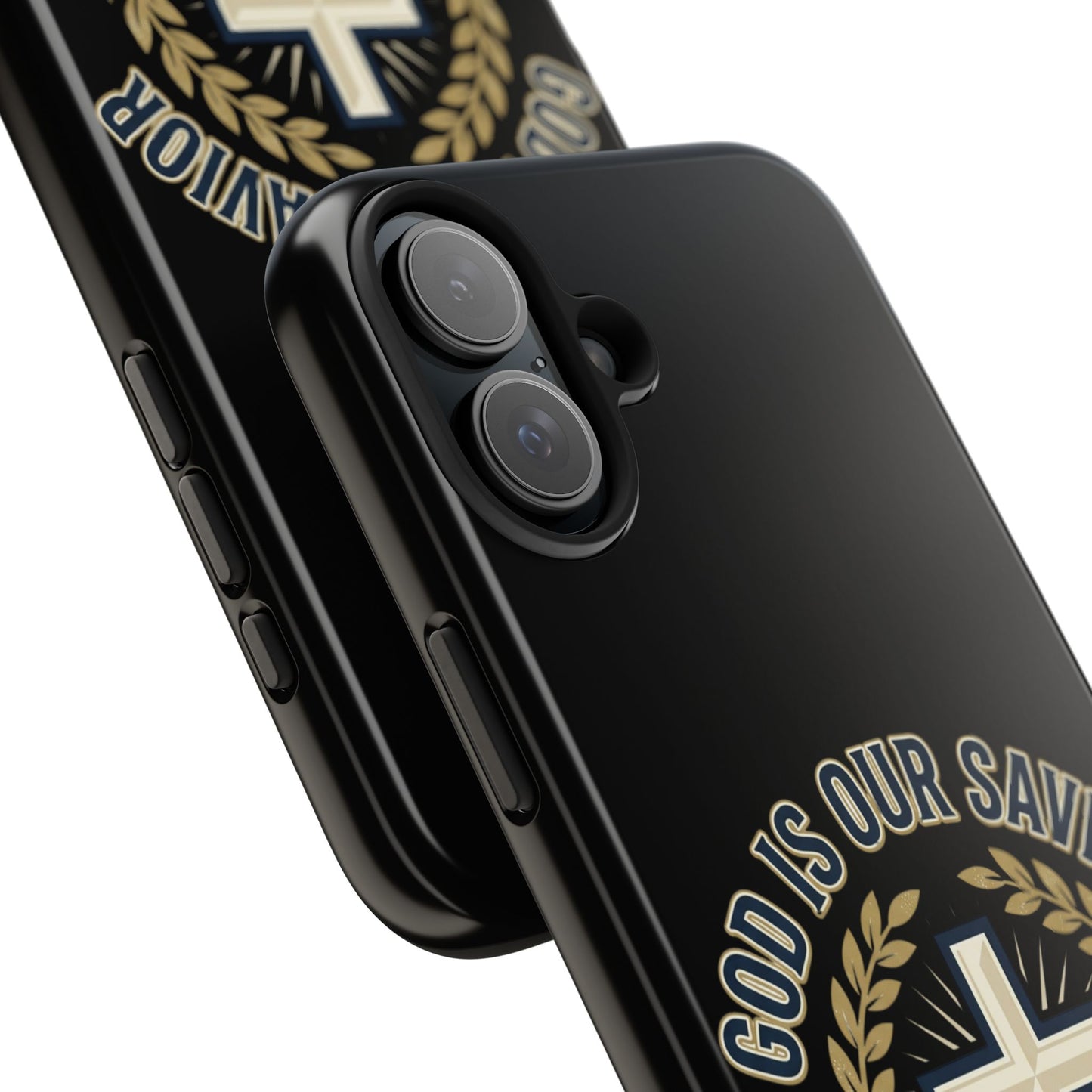 Christian Cross Phone Case — "God Is Our Savior" Religious Tough Phone Case