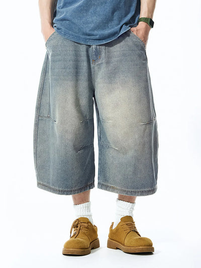 Men's Wide-Leg Denim Shorts
