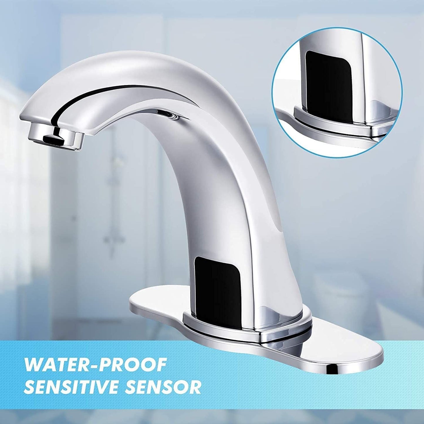 Automatic Sensor Touchless Bathroom Sink Faucet with Deck Plate,