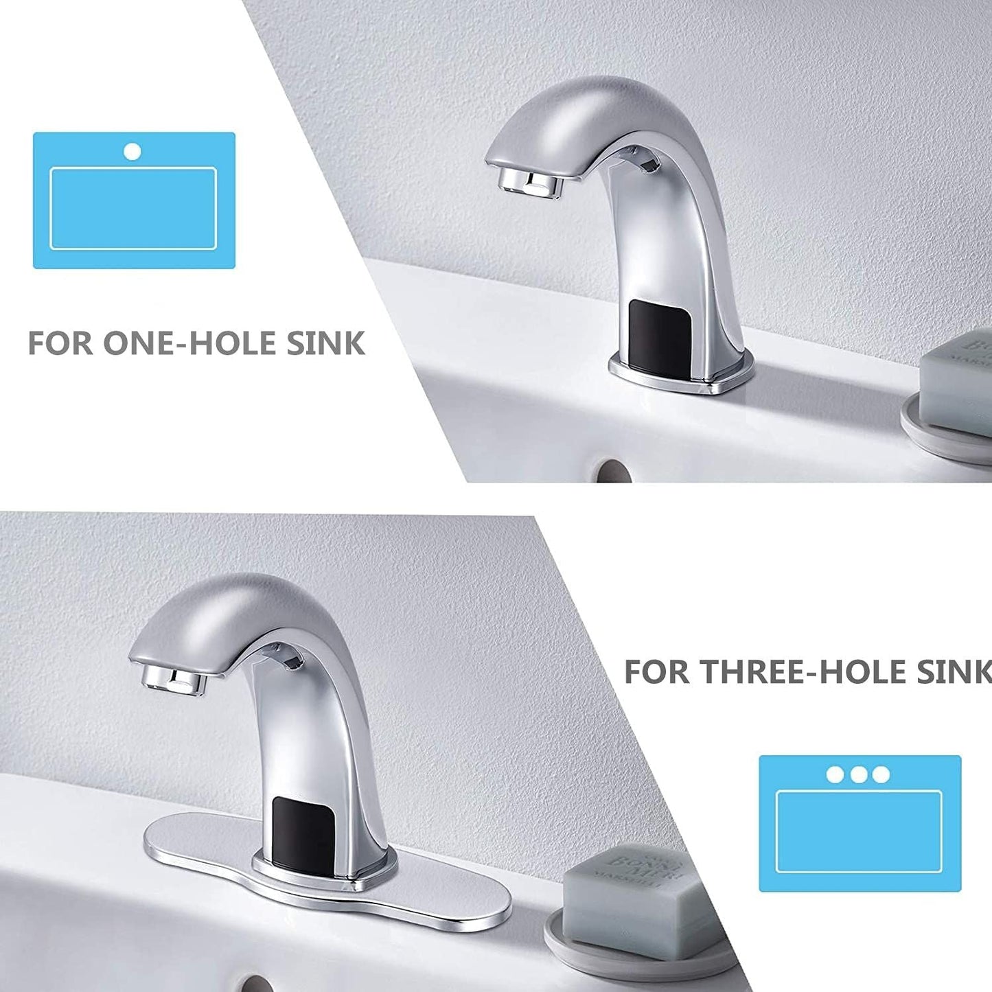 Automatic Sensor Touchless Bathroom Sink Faucet with Deck Plate,