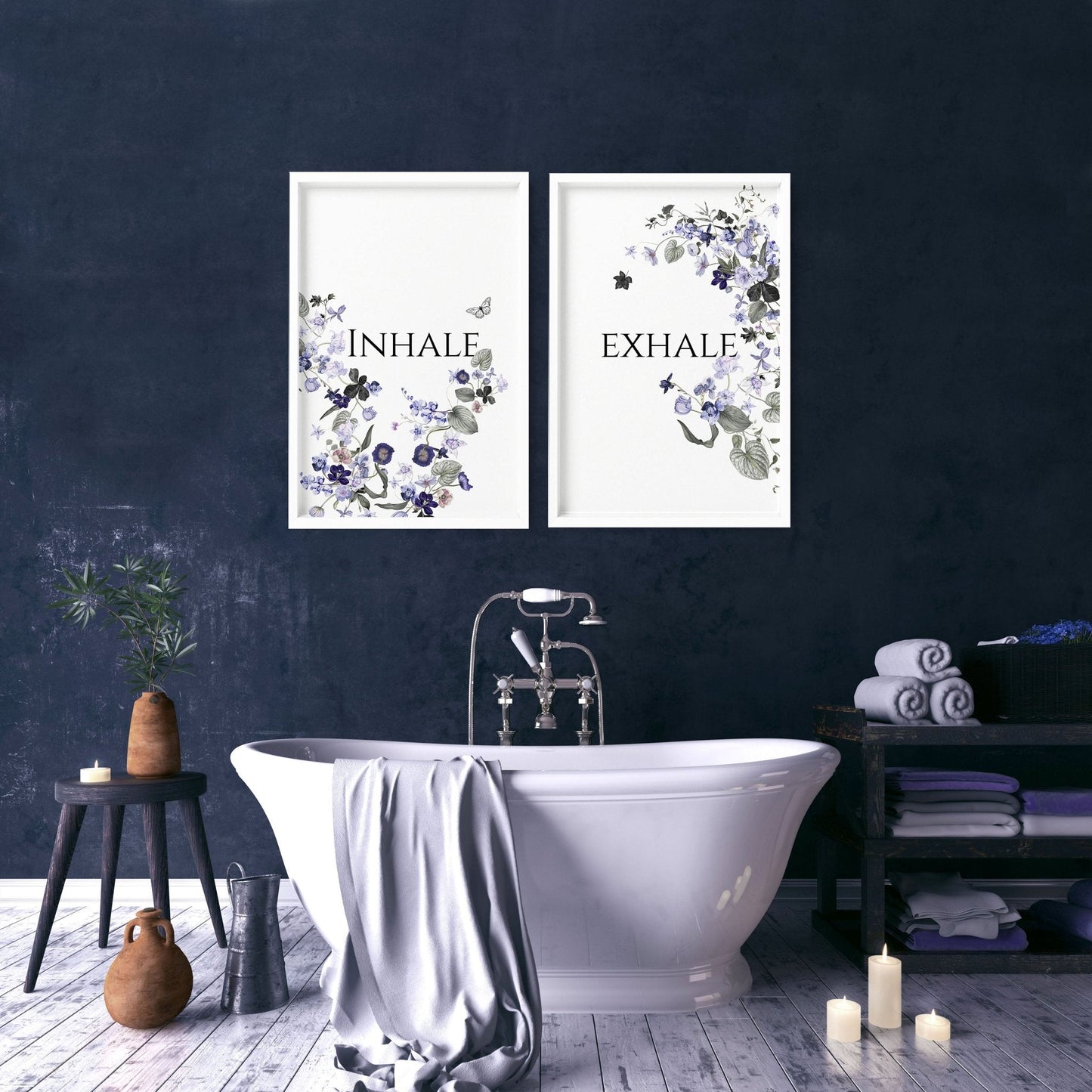 Bathroom wall decoration | set of 2 framed wall art prints